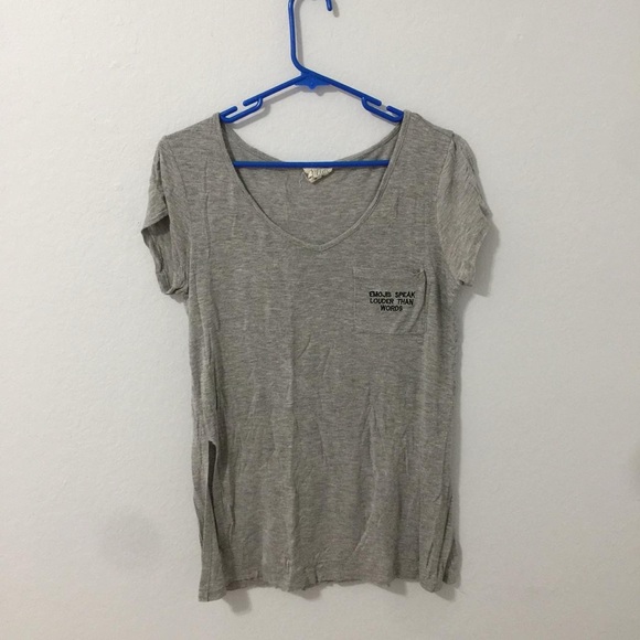 Emojis Speak Louder Than Words Gray Pocket Tee - Picture 1 of 3